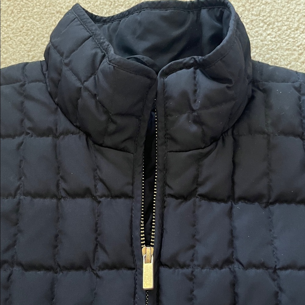 J. Crew Quilted Black Jacket Size Medium 60% Down Filling Zip Front - Picture 3 of 11